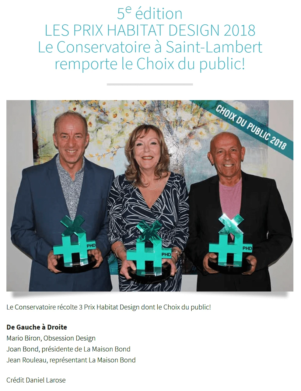 Mario Biron prix Habitat Design 2018